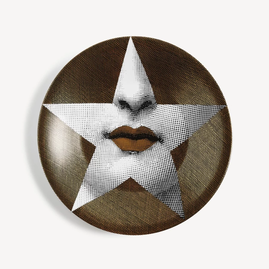 Fornasetti Centrepiece Tema E Variazioni N.399 in White, Black & Gold - Decorative Collectible Plate