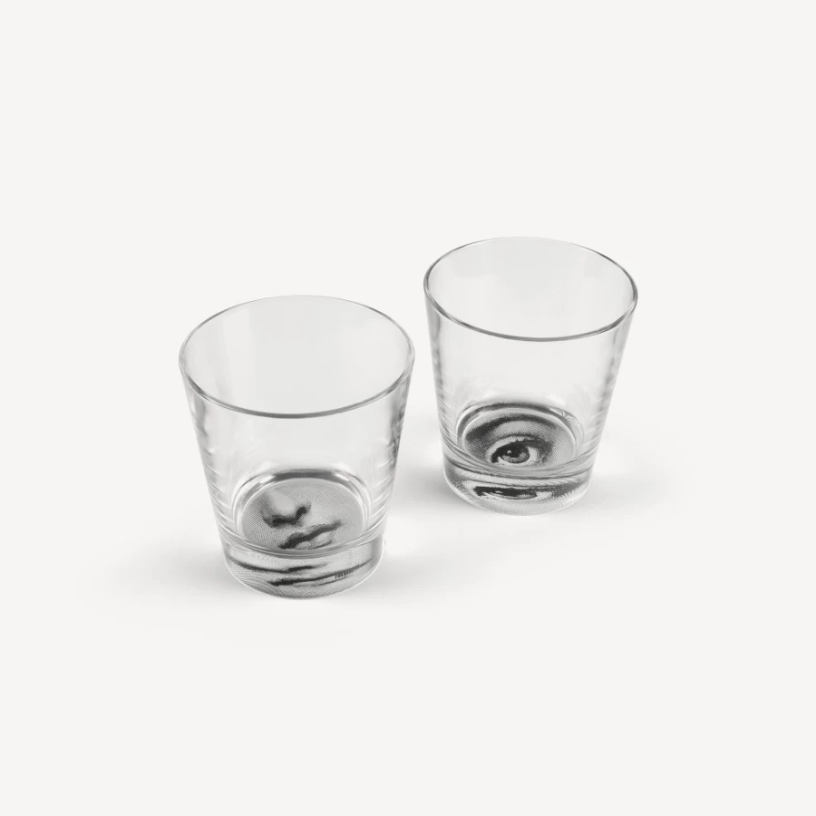 Fornasetti Black Occhio E Bocca Glasses Set - 2 Piece Decorative Collectible
