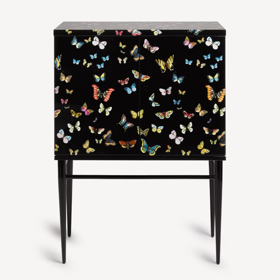 Fornasetti Multicolour Raised Small Sideboard Farfalle - Stylish Designer Storage Cabinet