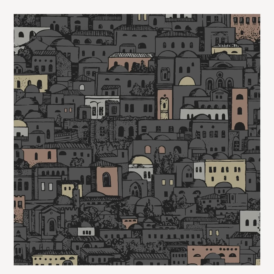 Fornasetti Mediterranea Wallpaper in Charcoal & Metallic Finish - Premium Designer Wall Covering