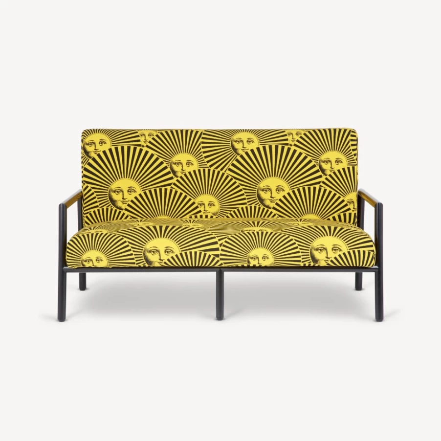 Fornasetti Yellow and Black Outdoor Fan-Shaped Sofa "Soli A Ventaglio"