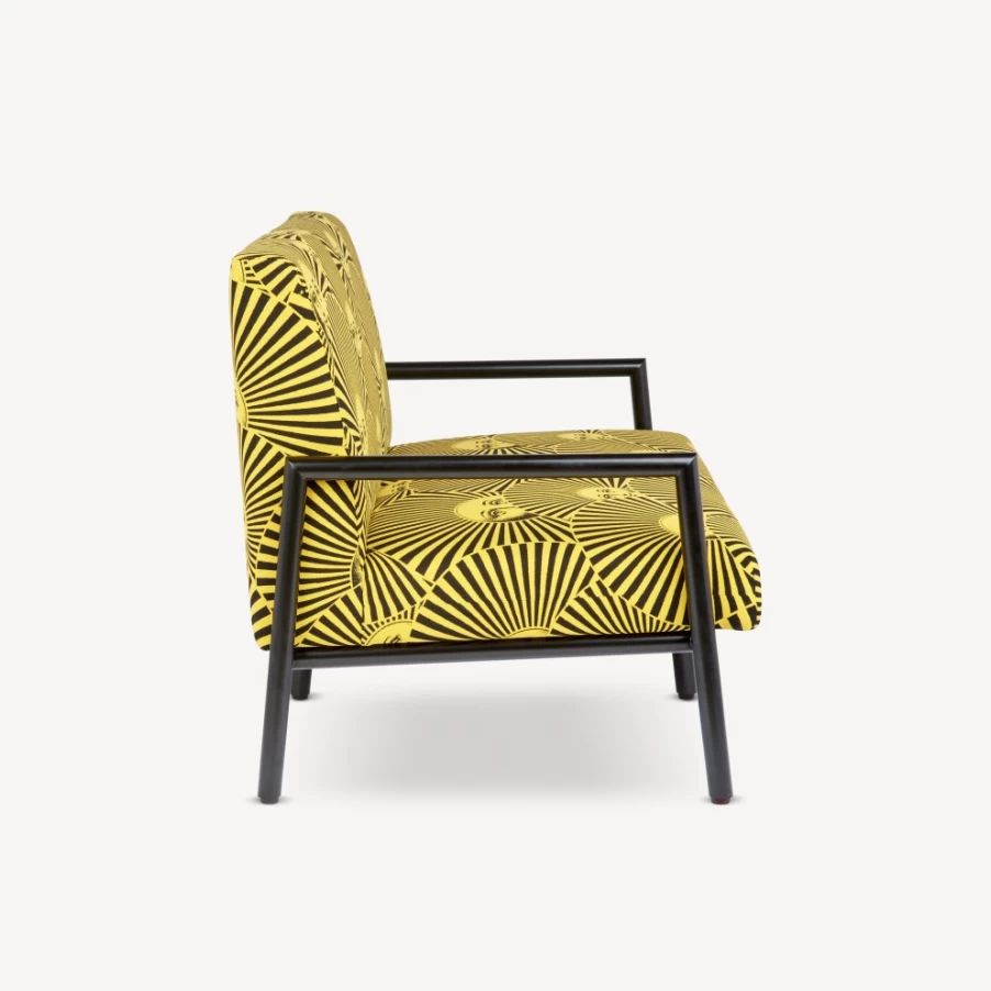 Fornasetti Yellow and Black Outdoor Fan-Shaped Sofa "Soli A Ventaglio"