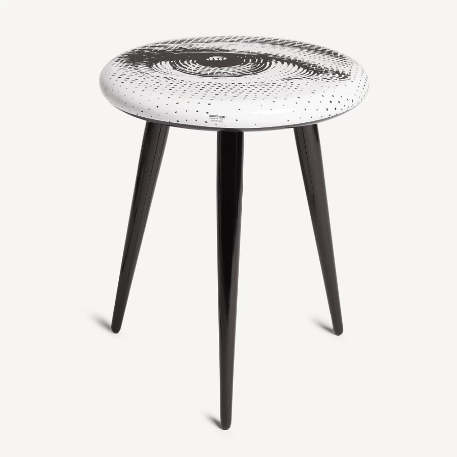 Fornasetti Occhio Stool in White and Black - Modern Designer Furniture