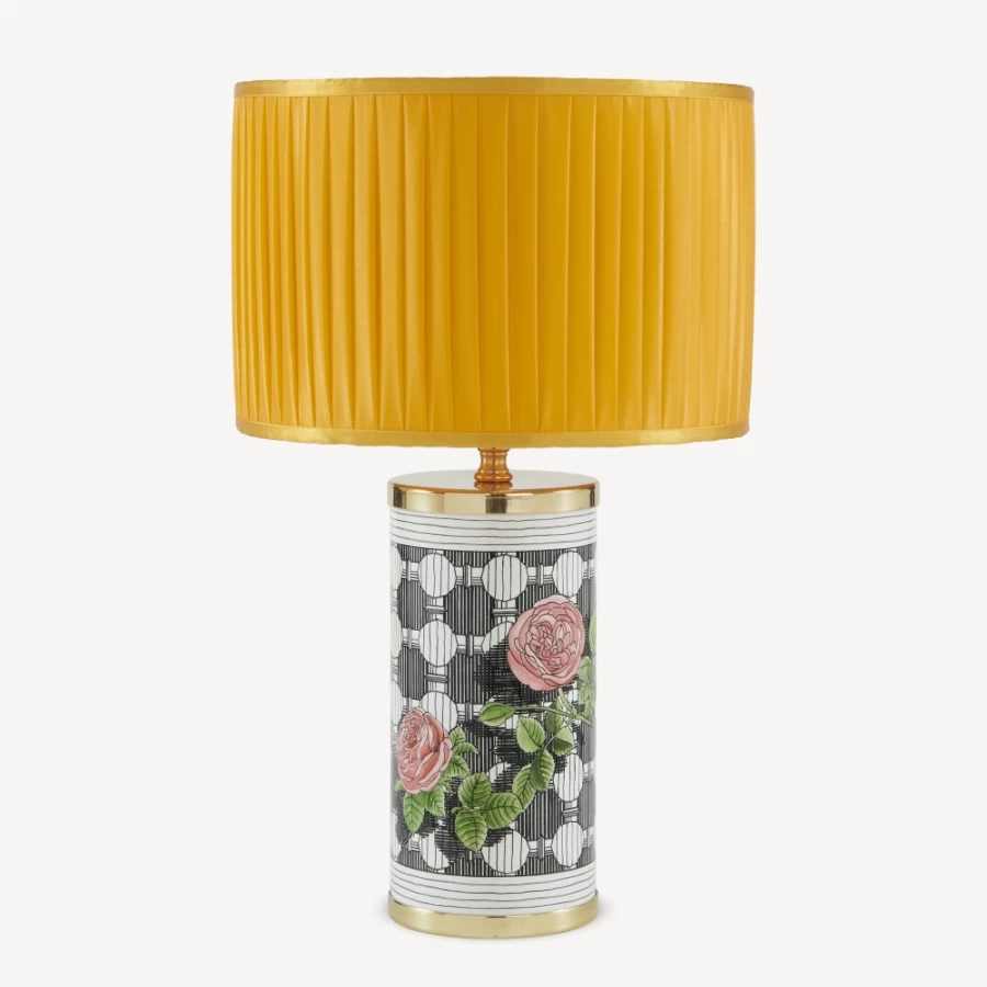 Fornasetti Yellow Pleated Fabric Semi-Cylindrical Lampshade