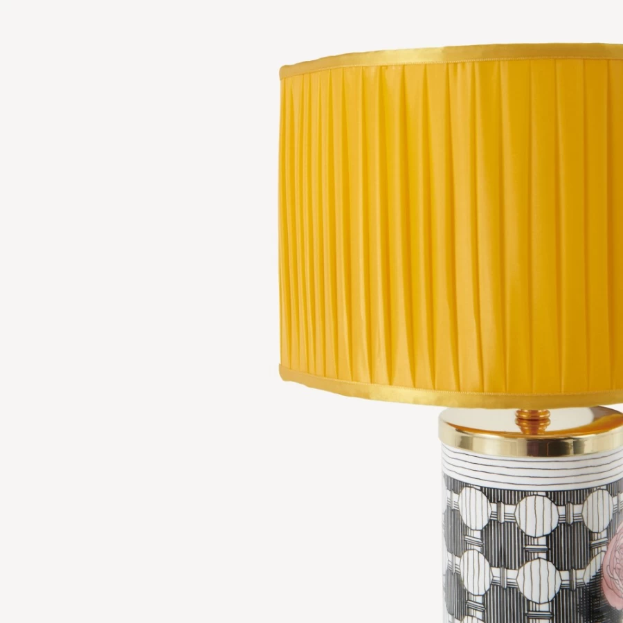 Fornasetti Yellow Pleated Fabric Semi-Cylindrical Lampshade
