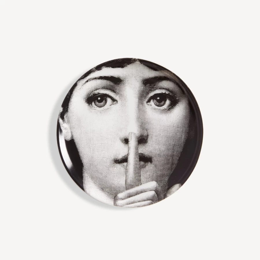 Fornasetti Coaster Tema E Variazioni N.334 - White and Black Ceramic Decorative Tray