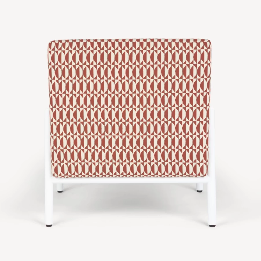 Fornasetti Losanghe Outdoor Armchair in Rust, Ecru & White - Premium Garden Lounge Chair