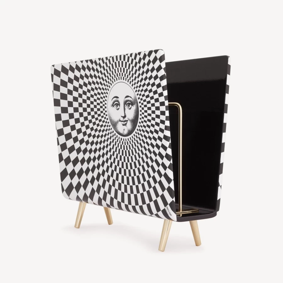 Fornasetti White and Black Magazine Rack - Solecentrismo Design