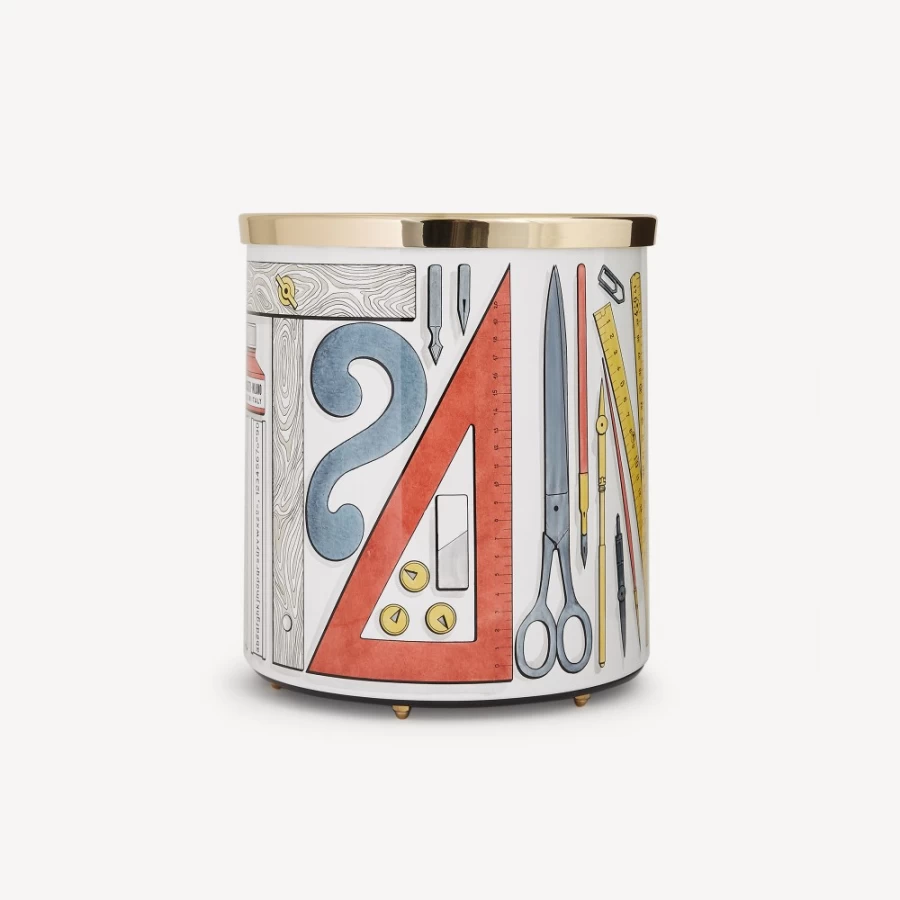 Fornasetti Multicolour Paper Basket - Unique Decorative Storage for Drawing Tools