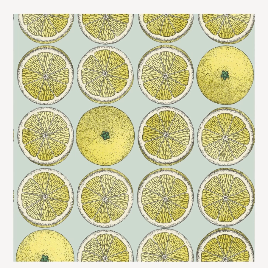 Fornasetti Lemon Seafoam Wallpaper Arance Pattern Designer Wall Covering