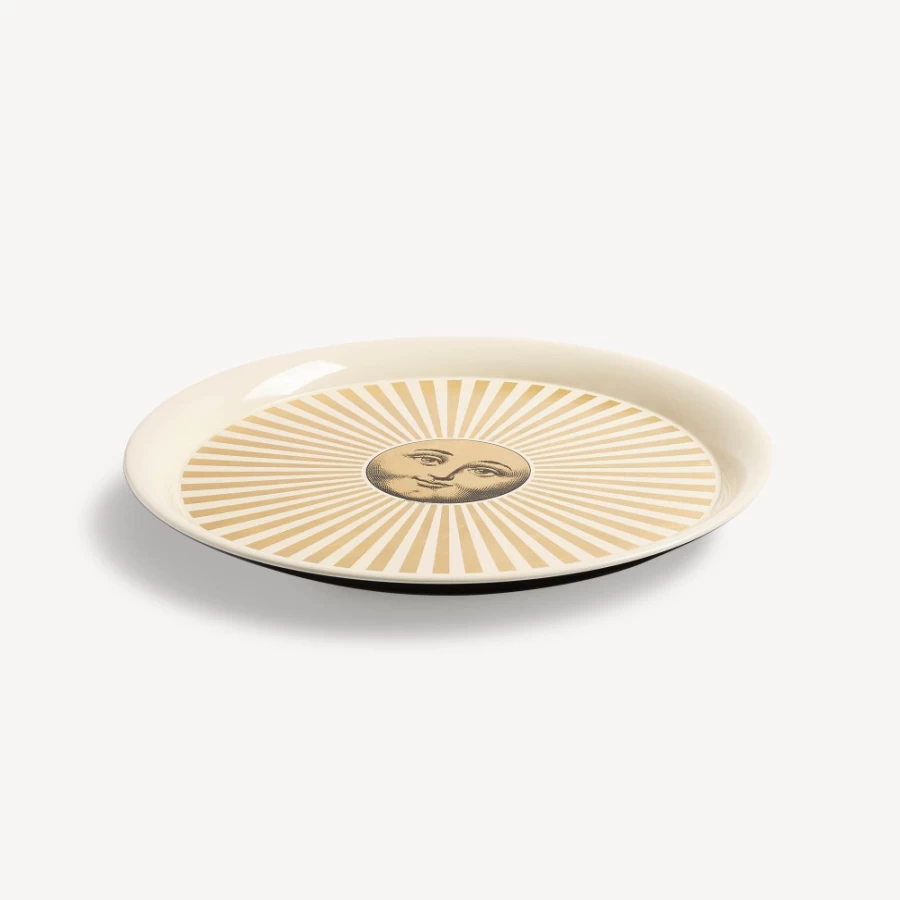 Fornasetti Gold and White Raggiante Decorative Tray - Elegant Sole Design
