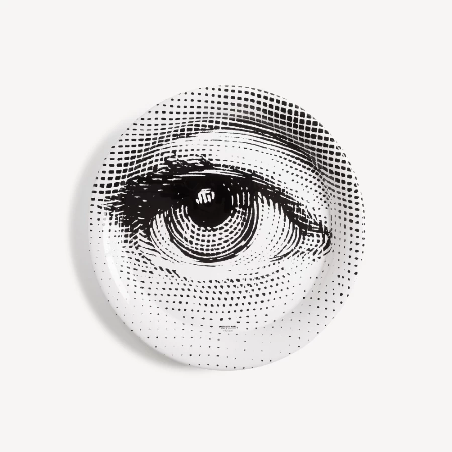 Fornasetti White and Black Occhio Tray - Decorative Collectible Tray