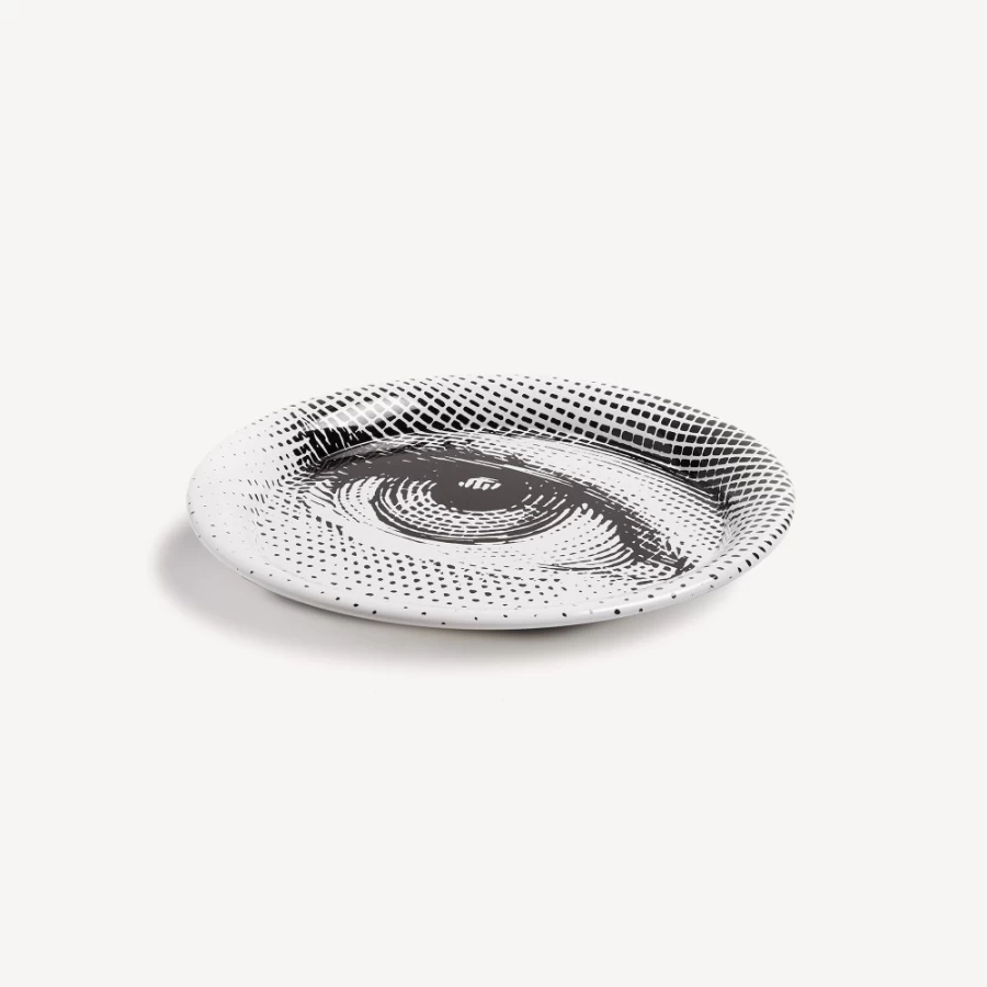 Fornasetti White and Black Occhio Tray - Decorative Collectible Tray