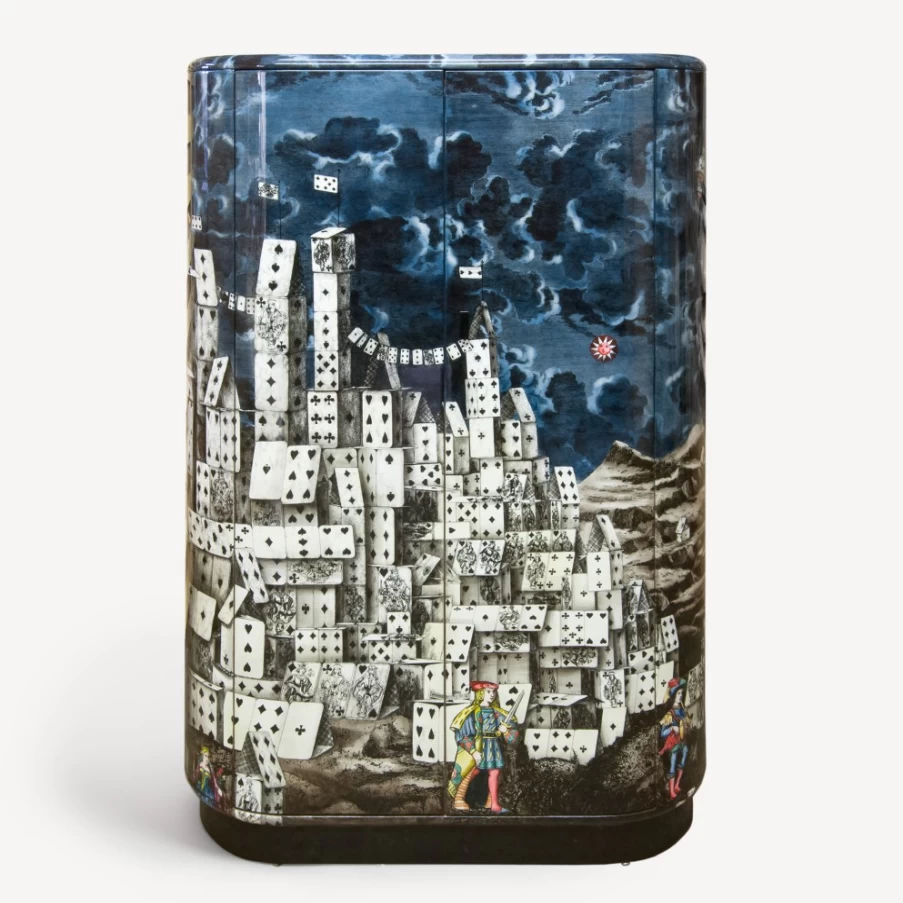 Fornasetti Curved Cabinet Citta Di Carte Multicolour Design Collector's Piece