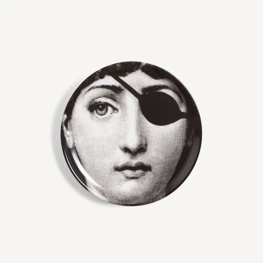 Fornasetti Coaster Tema E Variazioni No.8 White and Black Ceramic Decorative Tray