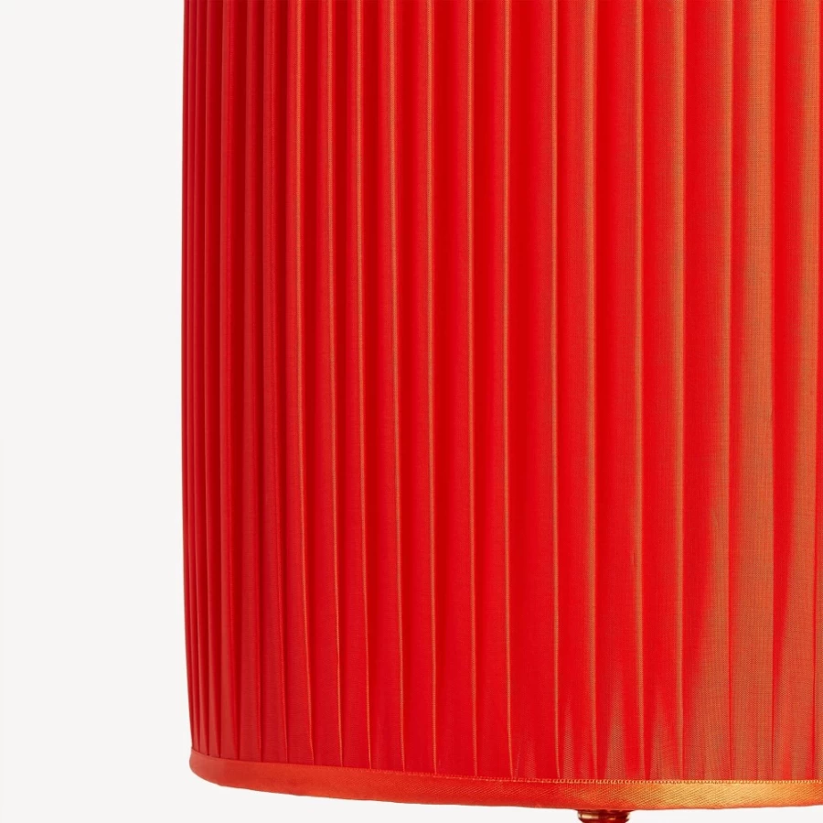 Fornasetti Red Cylindrical Pleated Lampshade - Elegant Designer Lighting
