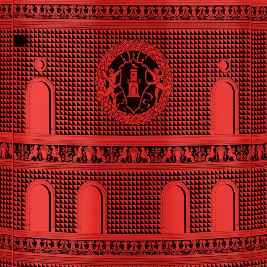 Fornasetti Facciata Quattrocentesca Tall Console Table in Red and Black - Italian Designer Furniture