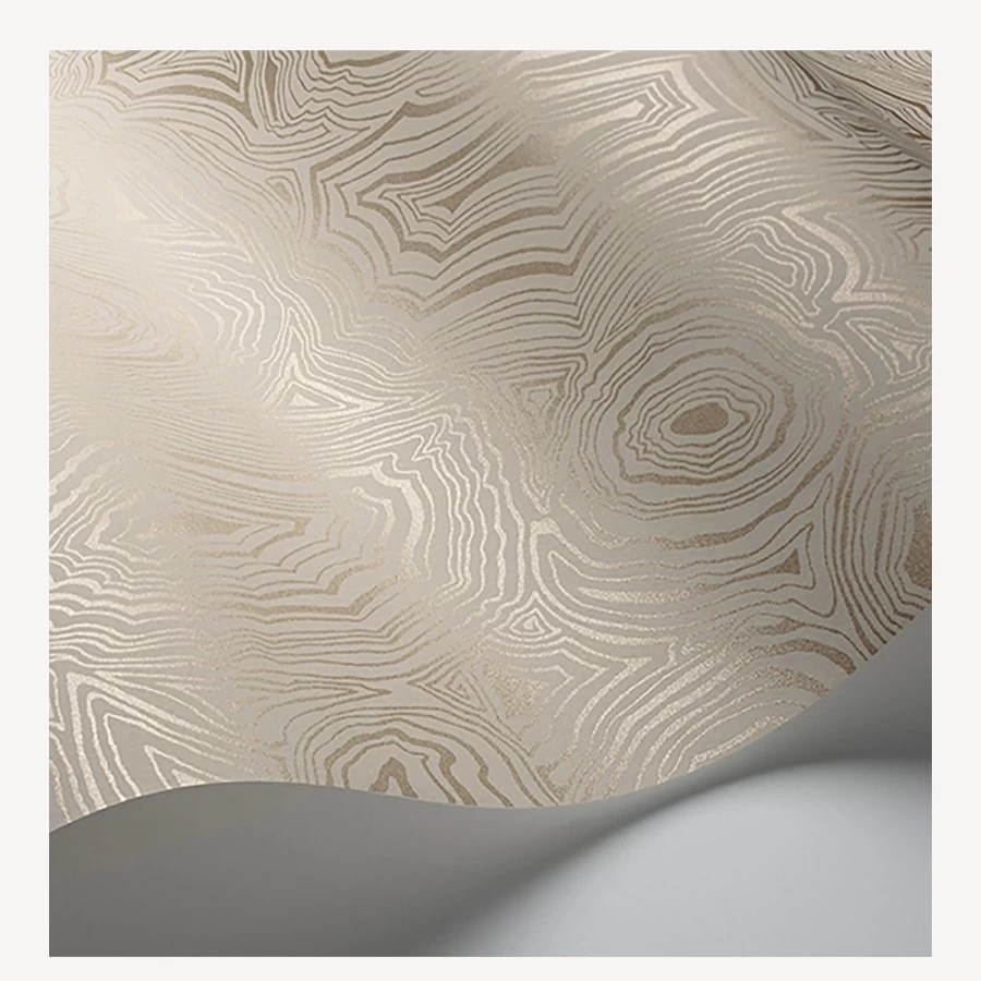 Fornasetti Malachite Wallpaper in Parchment and Gold Luxury Design