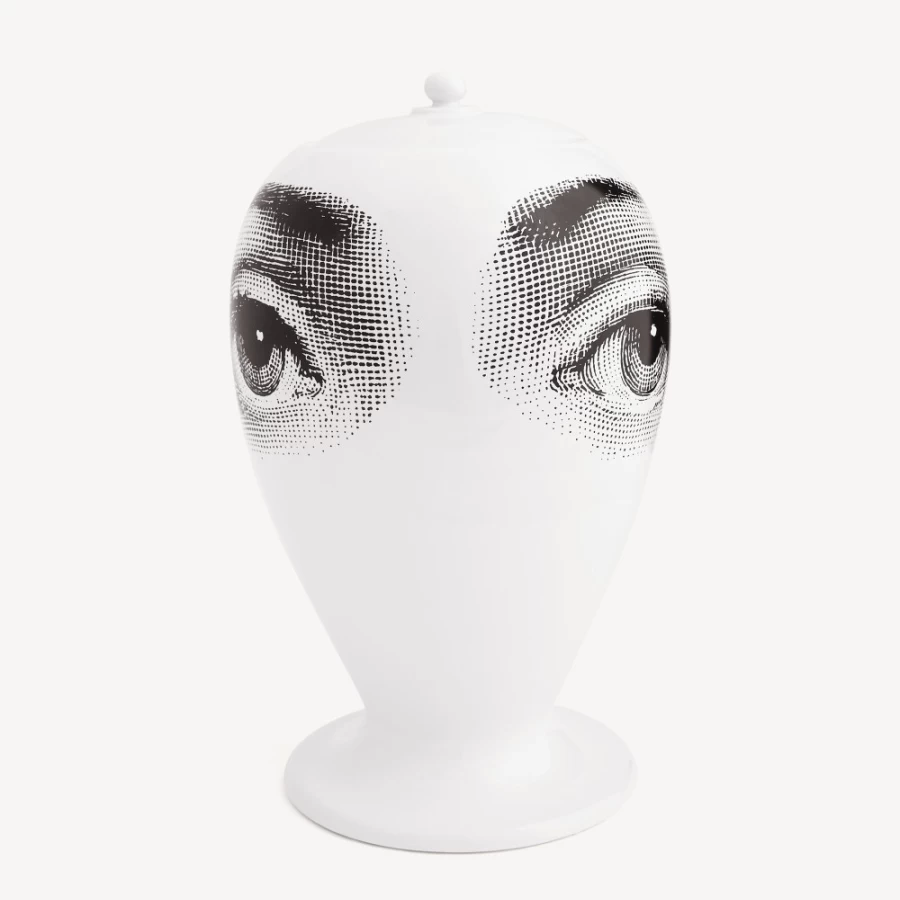 Fornasetti White and Black Occhio Per Occhio Ceramic Vase