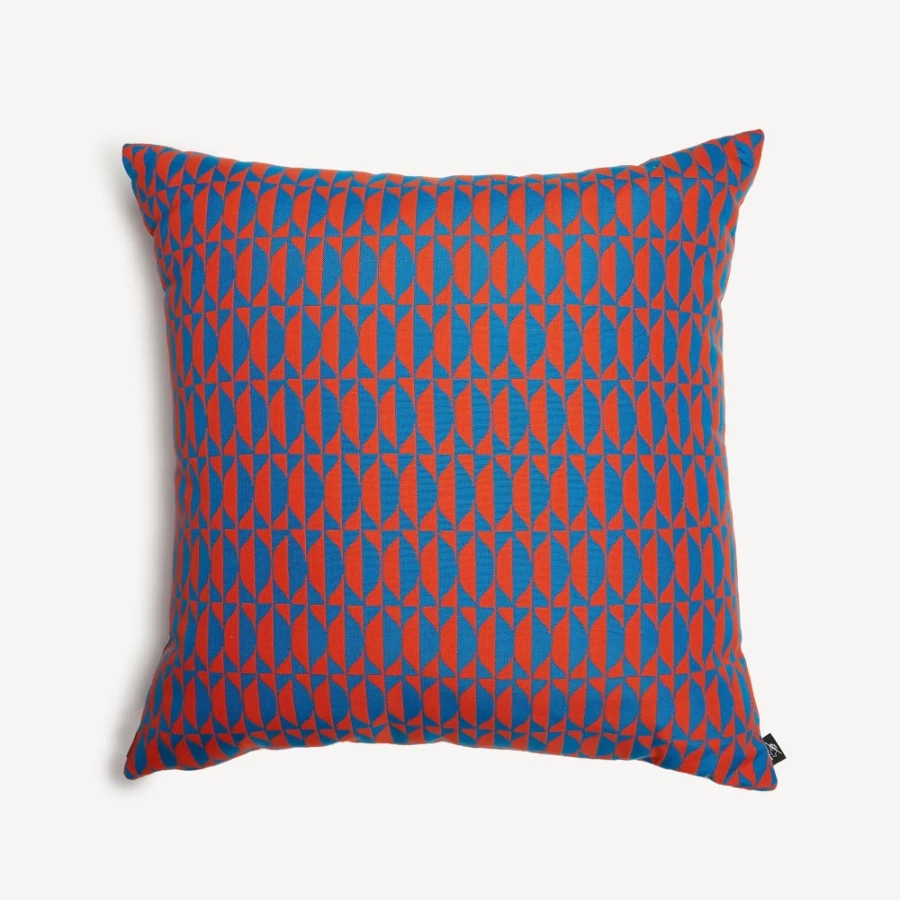 Fornasetti Losanghe Outdoor Cushion in Orange & Turquoise - Designer Garden & Patio Pillow