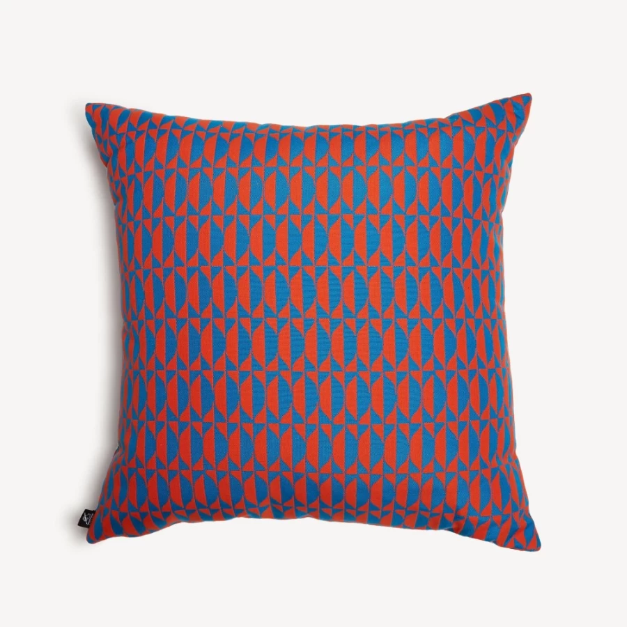 Fornasetti Losanghe Outdoor Cushion in Orange & Turquoise - Designer Garden & Patio Pillow