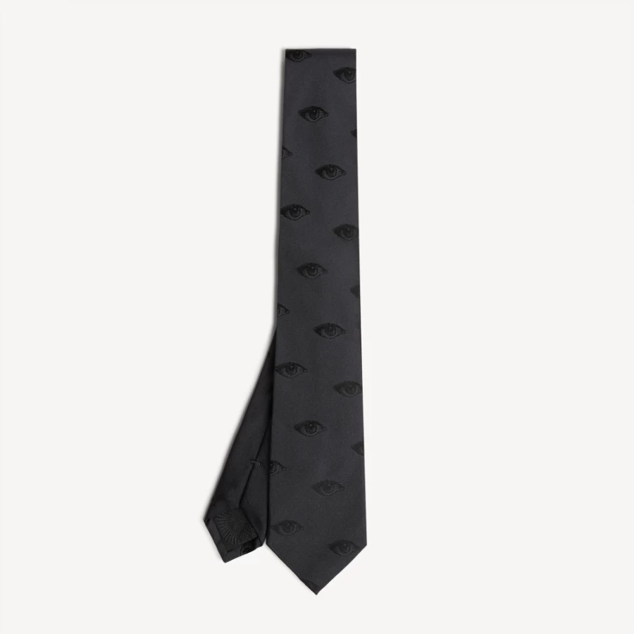 Fornasetti Grey Tie Occhi Silk Tie - Luxury Designer Necktie