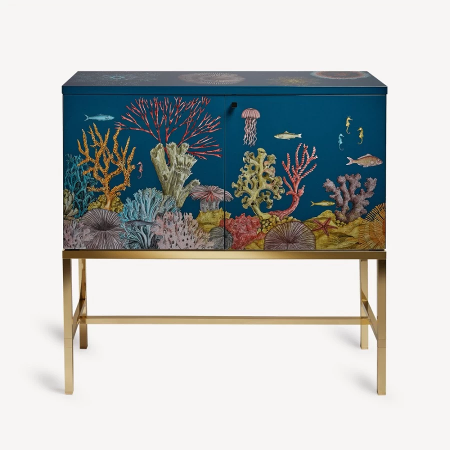 Fornasetti Fondo Marino Multicolour Raised Sideboard - Unique Designer Cabinet
