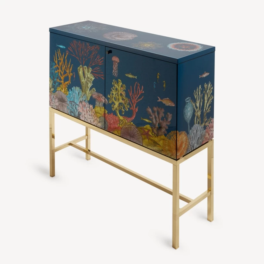 Fornasetti Fondo Marino Multicolour Raised Sideboard - Unique Designer Cabinet