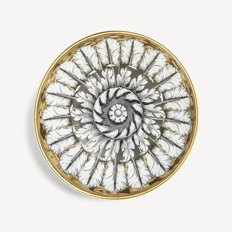 Fornasetti Rosone N.2 Decorative Centrepiece in White, Black & Gold
