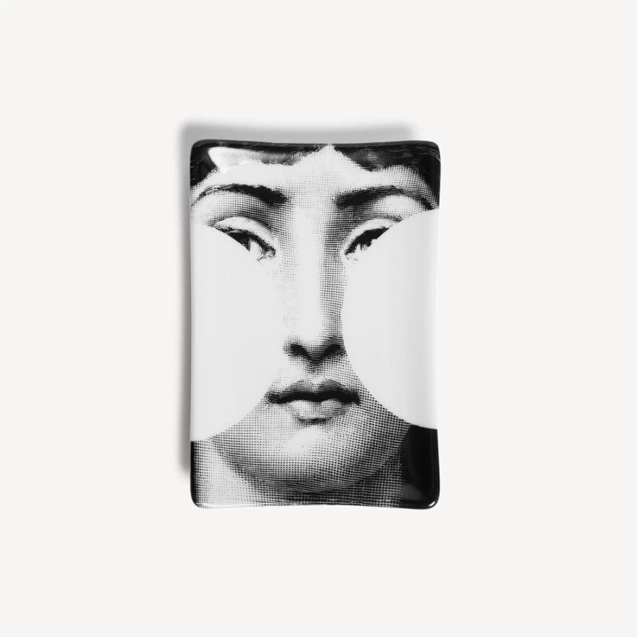 Fornasetti Rectangular Ashtray Tema E Variazioni N.149 in White and Black