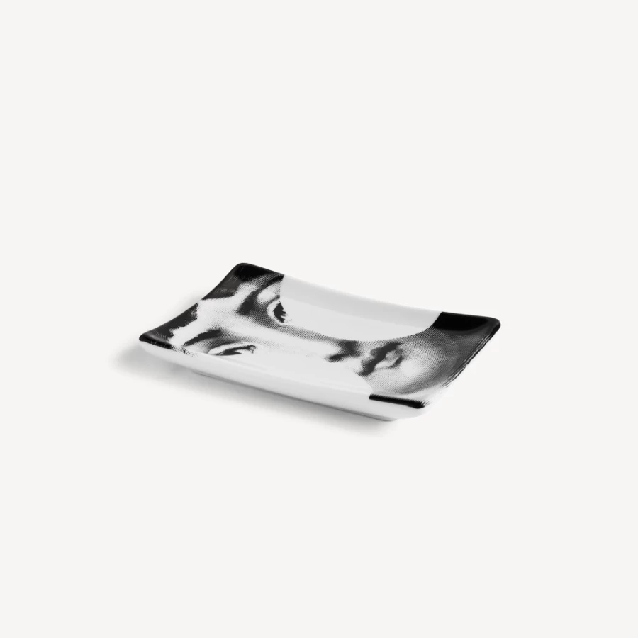 Fornasetti Rectangular Ashtray Tema E Variazioni N.149 in White and Black