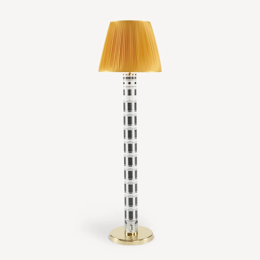 Fornasetti Yellow Pleated Fabric Conical Lampshade
