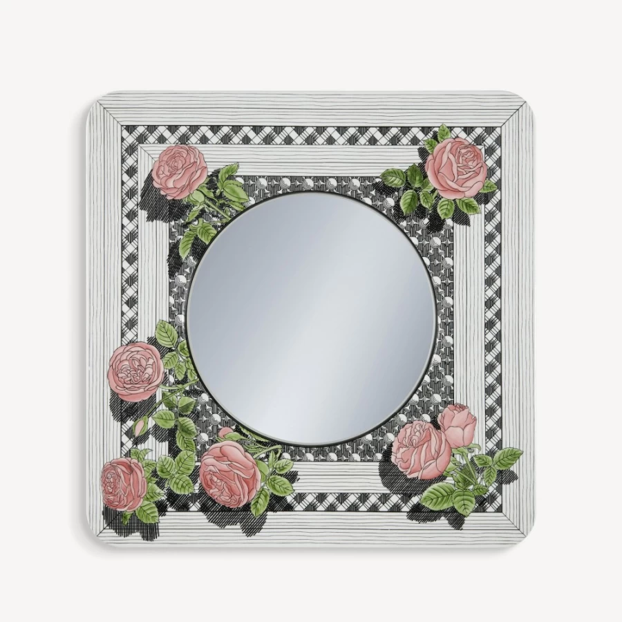 Fornasetti Multicolour Frame With Flat Mirror and Roses - Musciarabia Design