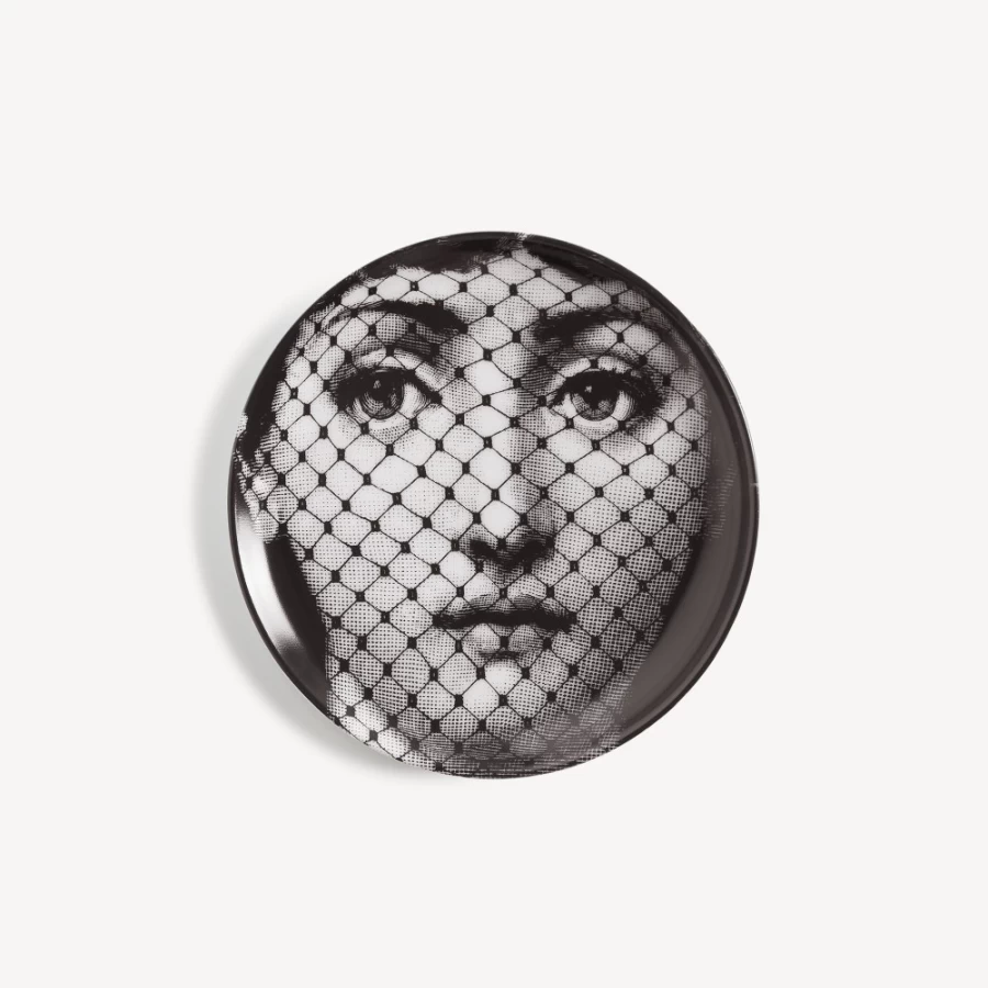Fornasetti Coaster Tema E Variazioni N.78 - White and Black Ceramic Decorative Tray