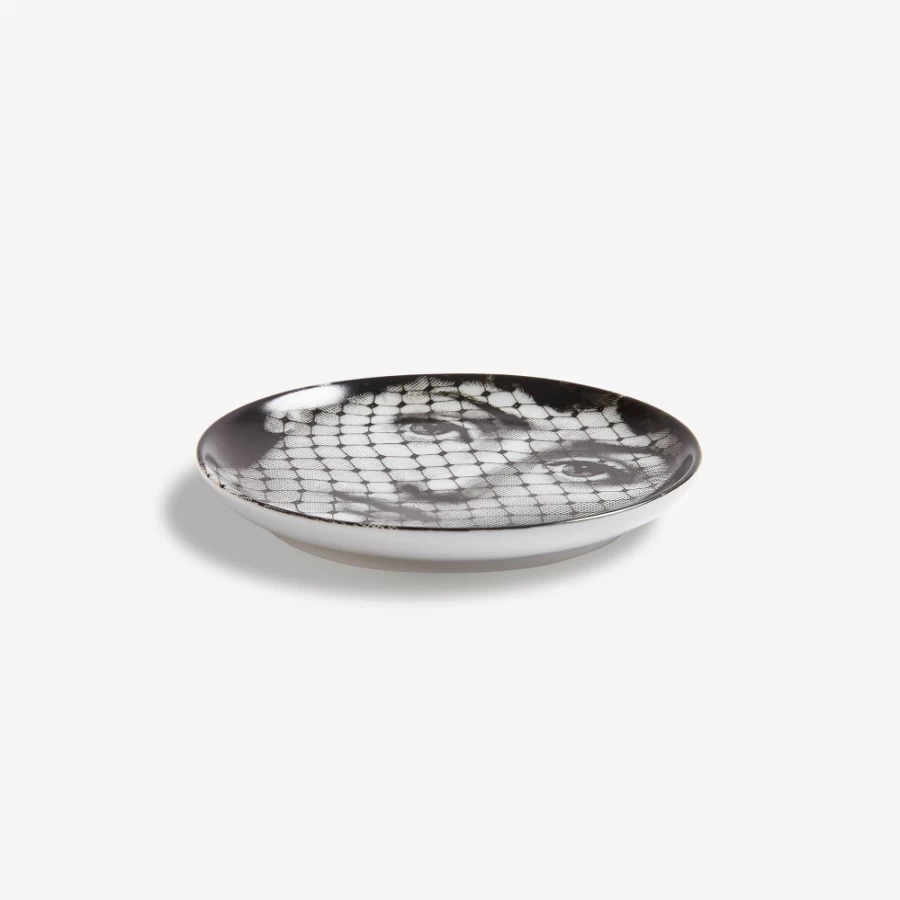 Fornasetti Coaster Tema E Variazioni N.78 - White and Black Ceramic Decorative Tray