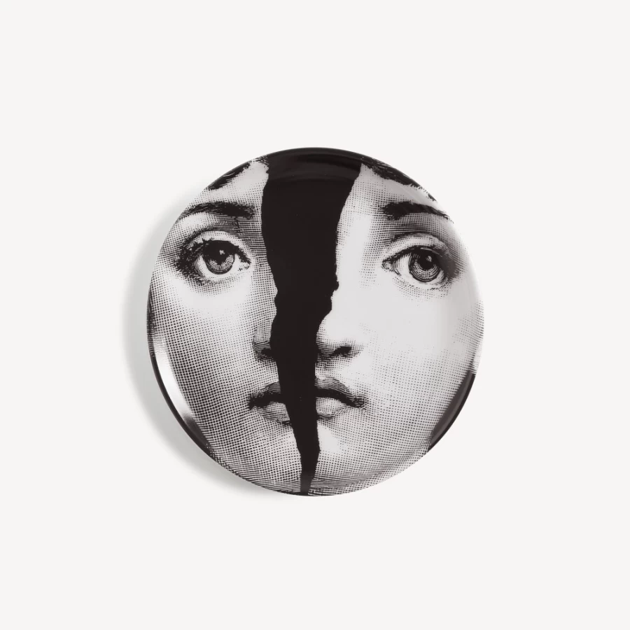 Fornasetti Coaster Tema E Variazioni N.10 - White and Black Ceramic Decorative Tray