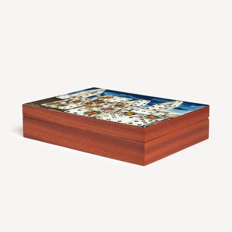 Fornasetti Multicolour Wooden Box Citta Di Carte - Decorative Collectible Art Piece