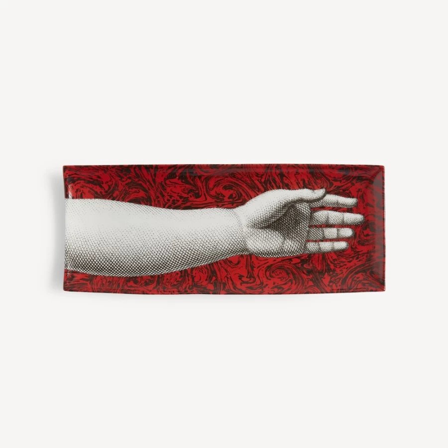 Fornasetti Tray Don Giovanni - Decorative White Black Red Ceramic Collectible