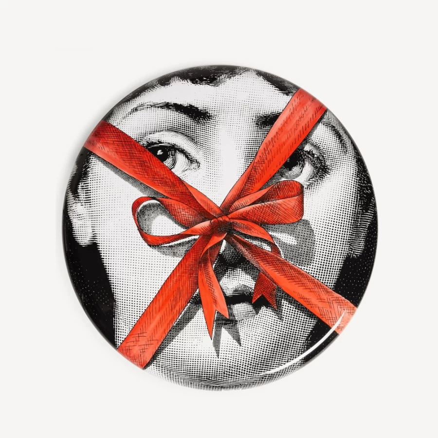 Fornasetti White Black Red Stool - Unique Designer Gift for Home Decor