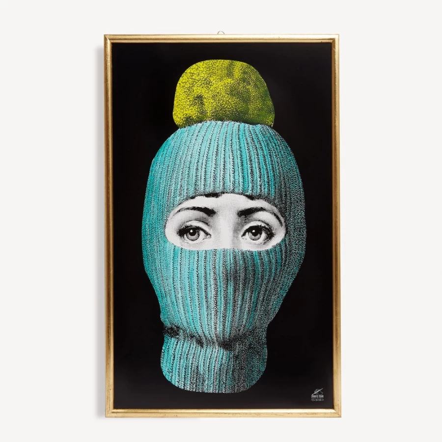 Fornasetti Panel Lux Gstaad Decorative Panel in Turquoise, Yellow & Black