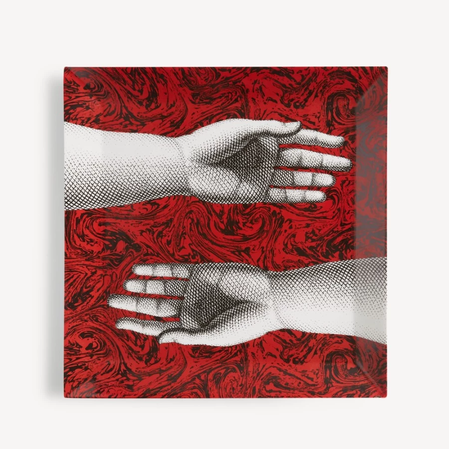 Fornasetti Tray Don Giovanni - Decorative White Black Red Ceramic Collectible Tray