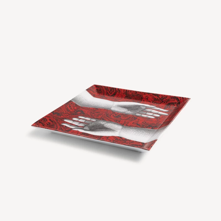 Fornasetti Tray Don Giovanni - Decorative White Black Red Ceramic Collectible Tray