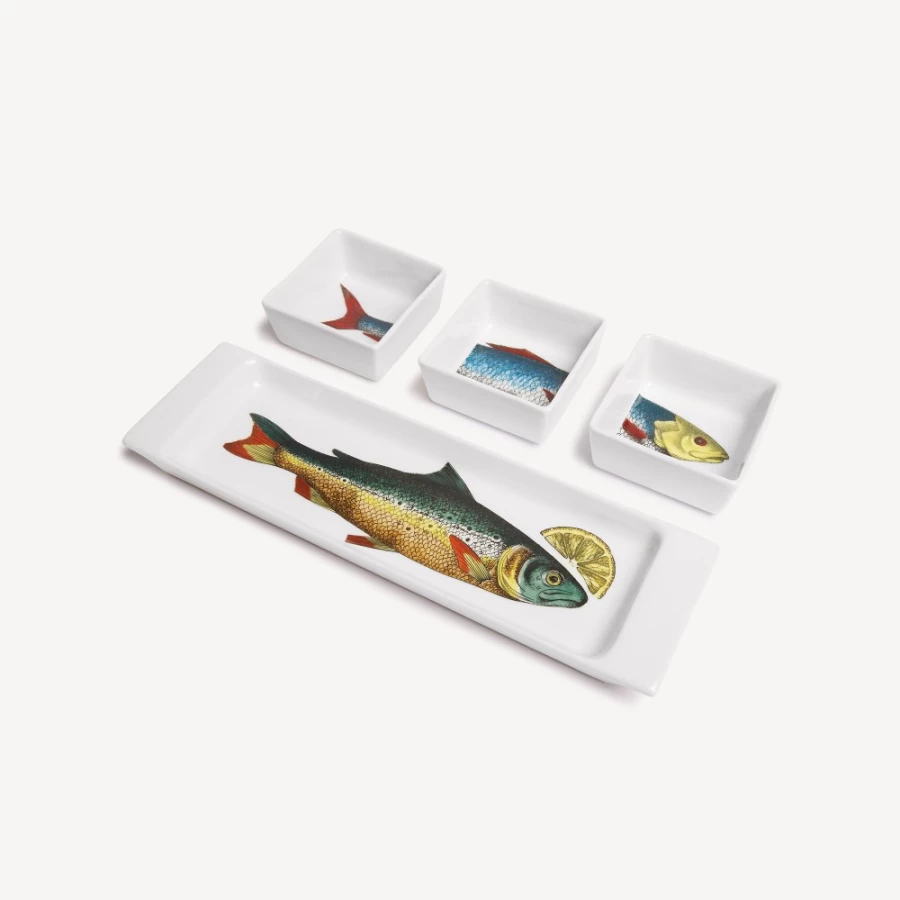 Fornasetti Multicolour Pesci Appetizer Set - Stylish Decorative Serving Plates for Entertaining