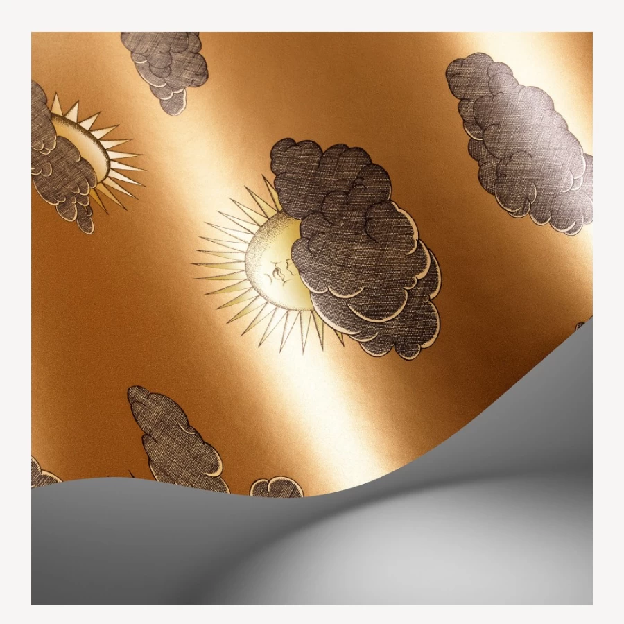 Fornasetti Gold On Gold Wallpaper Soli E Nuvole - Luxury Designer Wallpaper