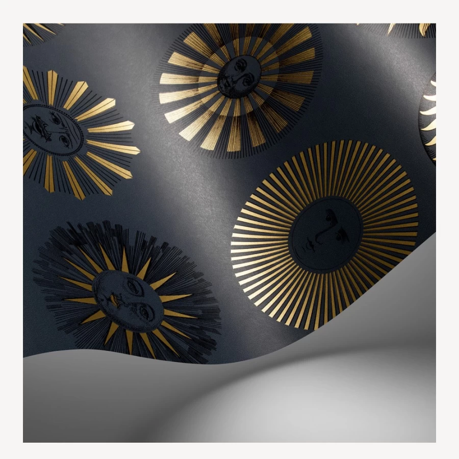 Fornasetti Midnight & Soft Gold Wallpaper Soli - Premium Luxury Wallpaper