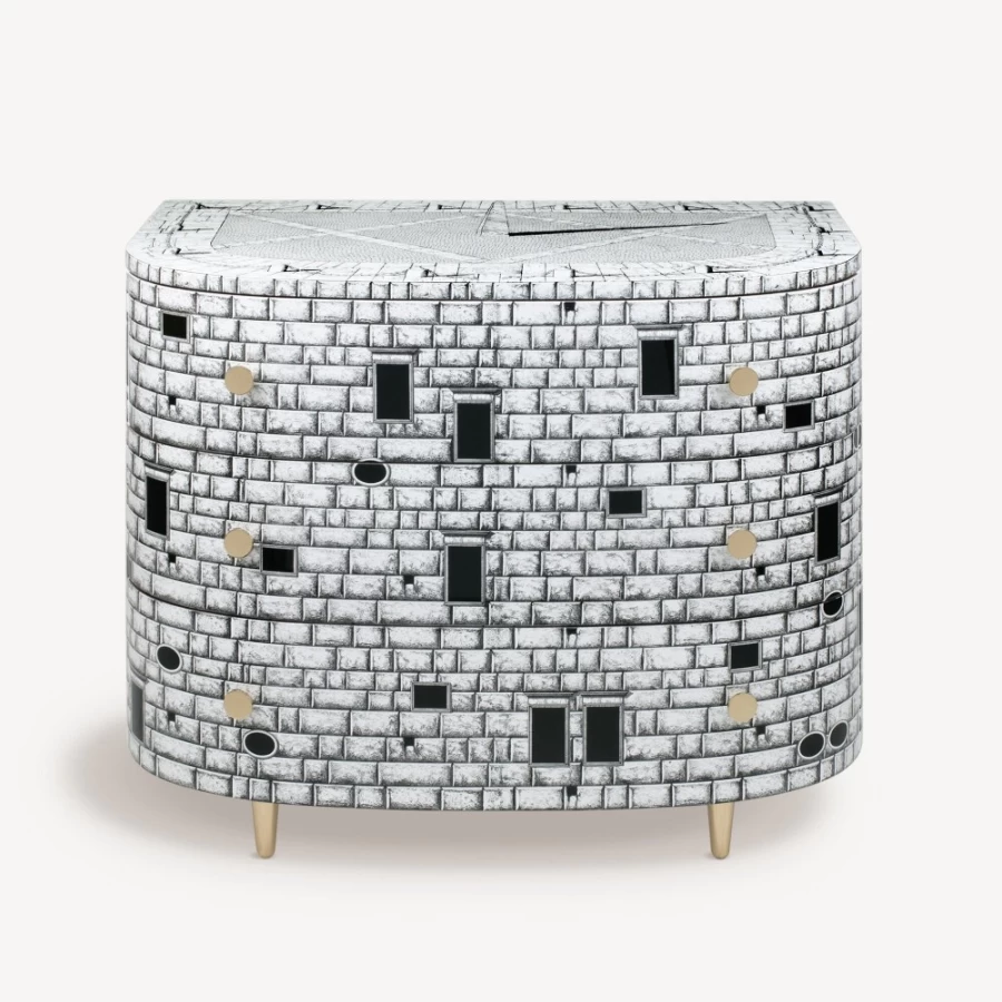 Fornasetti White and Black Curved Chest of Drawers - Architettura Design