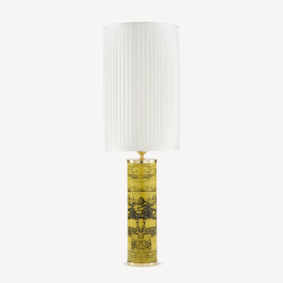 Fornasetti White Cylindrical Pleated Lampshade - Elegant Designer Lighting