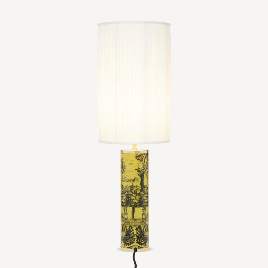 Fornasetti White Cylindrical Pleated Lampshade - Elegant Designer Lighting