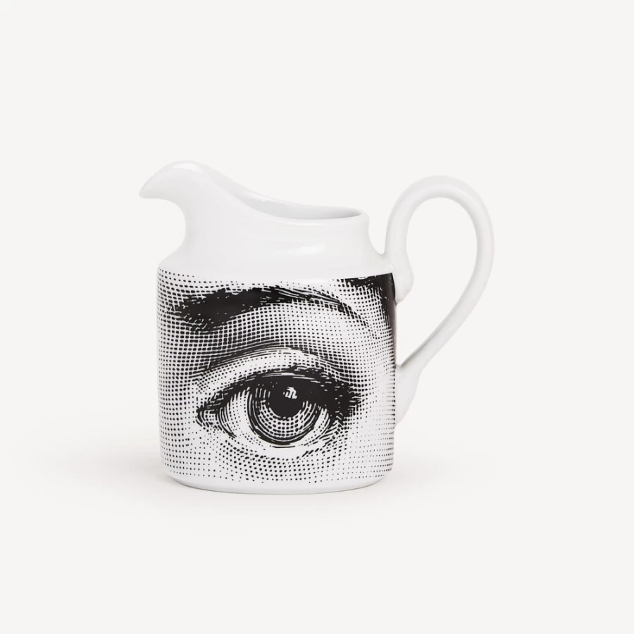 Fornasetti White and Black Milk Jug Tema E Variazioni Ceramic Pitcher