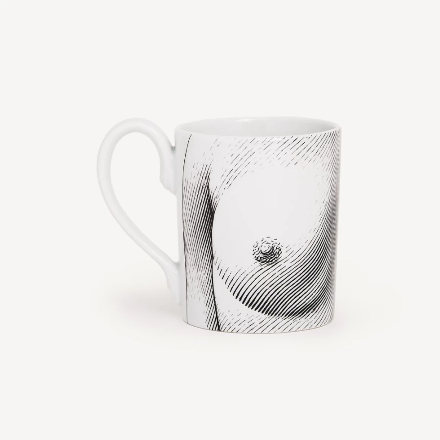 Fornasetti White and Black Seno Mug - Decorative Ceramic Coffee Cup
